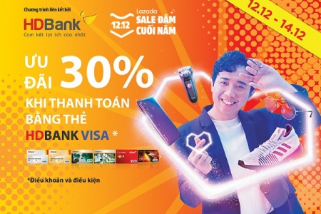 Ưu đãi hoàn tiền lên đến 30% trên Lazada khi sử dụng thẻ HDBank