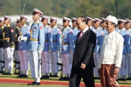 Lễ đón Thủ tướng Nguyễn Xuân Phúc thăm chính thức Myanmar