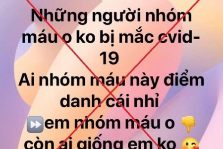 Phạt 10 triệu đồng cho người tung tin thất thiệt về nhóm máu O không bị mắc Covid-19