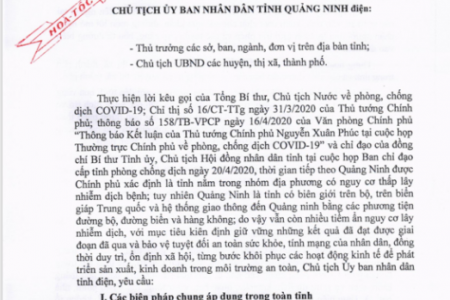 Quảng Ninh: Tiếp tục thực hiện cách ly các hoạt động trong xã hội tới hết ngày 3/5