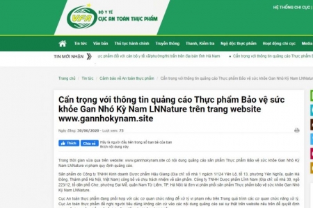 Cẩn trọng với thông tin quảng cáo sản phẩm Gan Nhó Kỳ Nam LNNature trên mạng xã hội