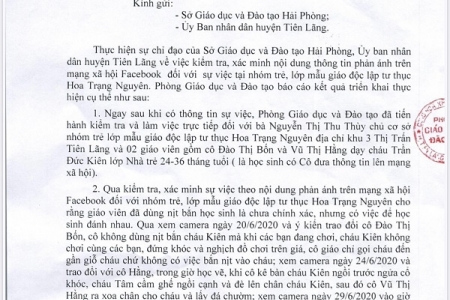 Phòng GDĐT huyện Tiên Lãng (Hải Phòng): Không có việc giáo viên dùng nịt bắn học sinh