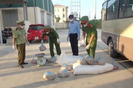 Thanh Hóa: Phát hiện xe ô tô khách vận chuyển hơn 500kg sản phẩm động vật không rõ nguồn gốc