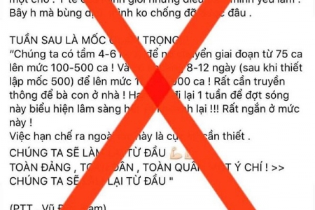 Bộ Y tế: Người dân không chia sẻ tin giả mạo thông điệp về phòng chống Covid-19