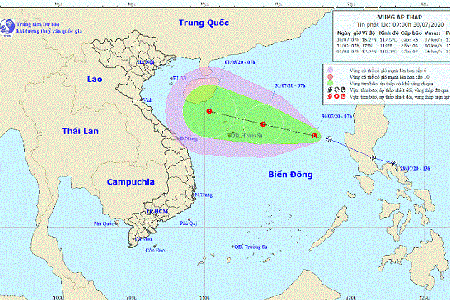 Vùng áp thấp trên biển Đông đang tiếp tục mạnh lên