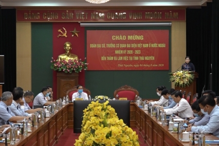 Trưởng Cơ quan đại diện Việt Nam ở nước ngoài nhiệm kỳ 2020 - 2023 đến thăm và làm việc với lãnh đạo tỉnh Thái Nguyên