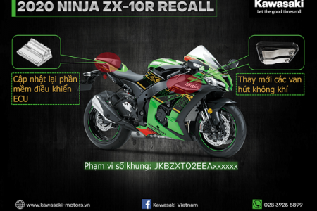 Triệu hồi xe mô tô Kawasaki Ninja ZX-10R để thay mới van hút không khí