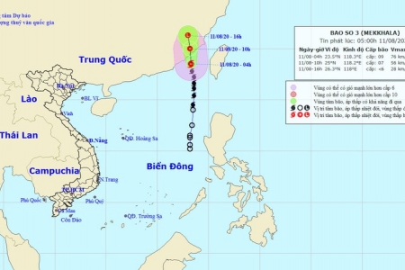 Bão số 3 sẽ vào Trung Quốc và suy yếu thành áp thấp nhiệt đới