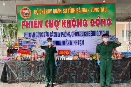 Bà Rịa- Vũng Tàu: Trung đoàn Minh Đạm mở 'phiên chợ 0 đồng' trong khu cách ly