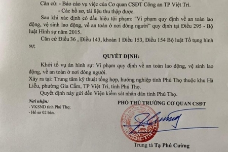 Phú Thọ: Khởi tố hình sự vụ án 4 người chết xảy ra tại Trung tâm hướng nghiệp tỉnh