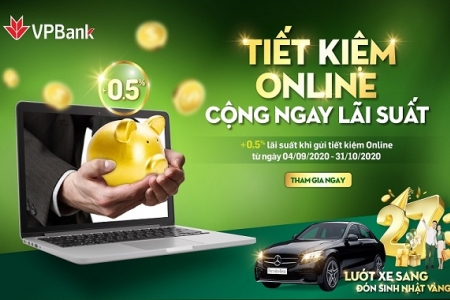 VPBank tặng thêm 0,5% lãi suất cho khách hàng gửi tiết kiệm online