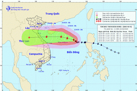 Bão số 8 gây mưa từ Nghệ An đến Thừa Thiên - Huế từ đêm mai đến hết 26/10