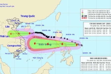 Bão Molave di chuyển nhanh hướng vào Biển Đông