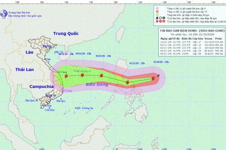 Siêu bão Goni sức gió 220km/giờ sắp vào Biển Đông