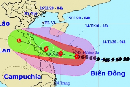 Bão Vamco mạnh lên, đất liền bắt đầu chịu ảnh hưởng