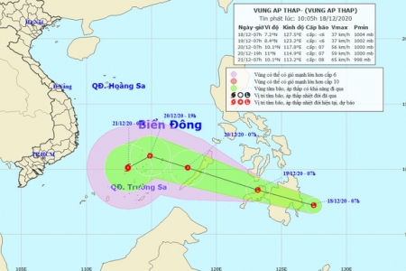 Trong 2-3 ngày tới, Biển Đông có thể có bão