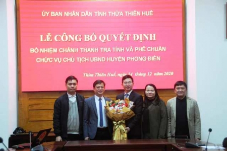 Thừa Thiên Huế: Công bố quyết định bổ nhiệm chủ tịch huyện Phong Điền và Chánh Thanh tra tỉnh