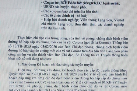 Sở TT&TT Lạng Sơn: Tăng cường tuyên truyền phòng, chống dịch viêm đường hô hấp cấp