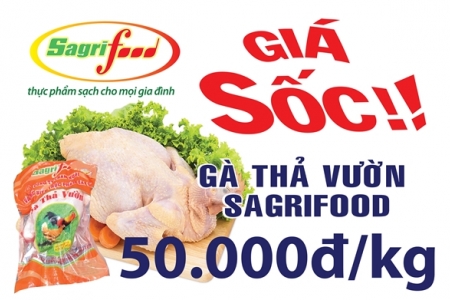 Thịt gà thả vườn Sagrifood 50.000 đồng/kg