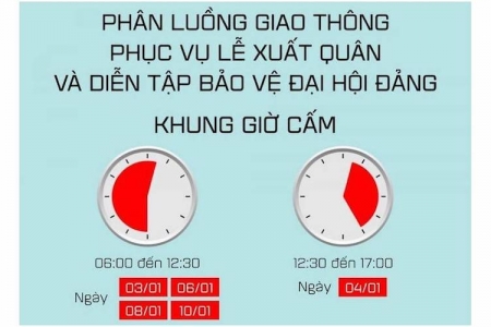 Các tuyến đường tạm cấm ở Hà Nội để diễn tập bảo vệ Đại hội Đảng lần thứ XIII