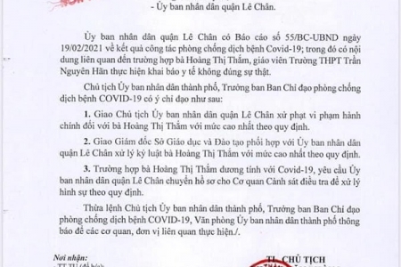 Hải Phòng: Chỉ đạo xử phạt vi phạm hành chính đối với giáo viên Trường THPT Trần Nguyên Hãn ở mức cao nhất