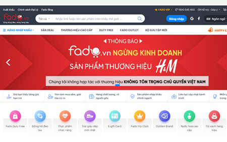 Sàn thương mại điện tử Fado.vn ngừng kinh doanh H&M vô thời hạn