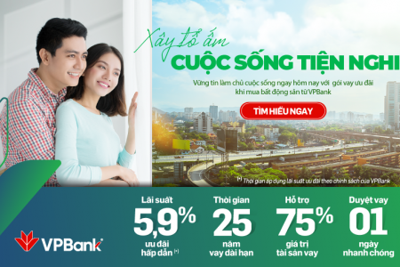 Mua nhà dễ dàng với lãi suất ưu đãi chỉ từ 5,9% tại VPBank