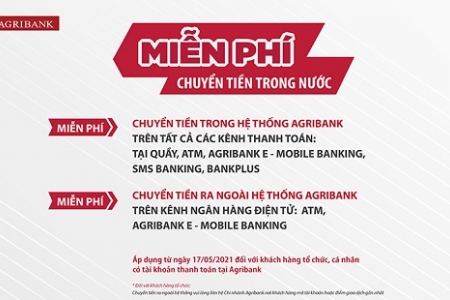 Agribank miễn 100% phí dịch vụ chuyển tiền trong nước