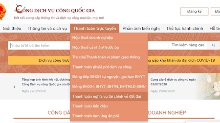 Mở rộng thanh toán trực tuyến nghĩa vụ tài chính về đất đai