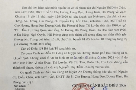 Hải Phòng: Không có việc Công an huyện An Dương bao che, bỏ lọt tội phạm