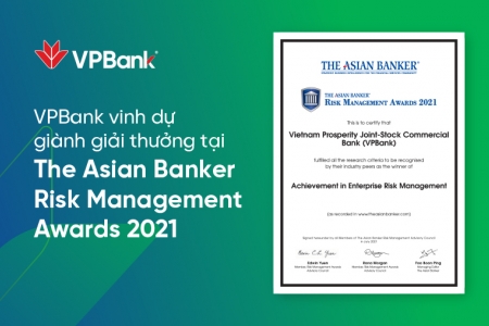 VPBank lần thứ 2 liên tiếp nhận giải thưởng quản trị rủi ro ngân hàng tốt nhất năm 2021