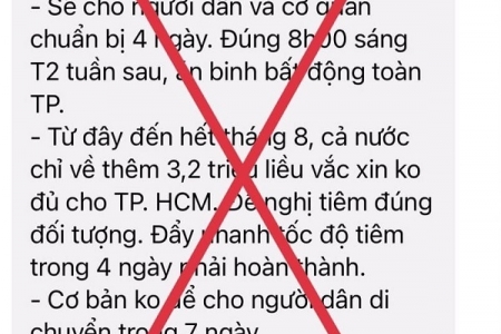 Thông tin "không cho người dân di chuyển trong 7 ngày"' là giả mạo