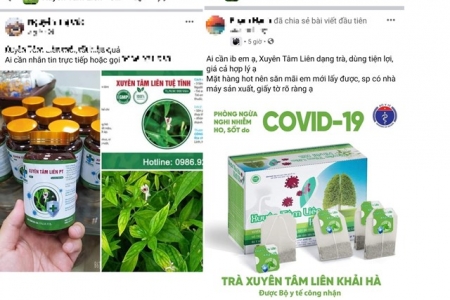 Lại thêm sản phẩm có tên Xuyên tâm liên “nổ” chữa được Covid-19