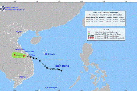 Bão số 6 đã suy yếu thành vùng áp thấp