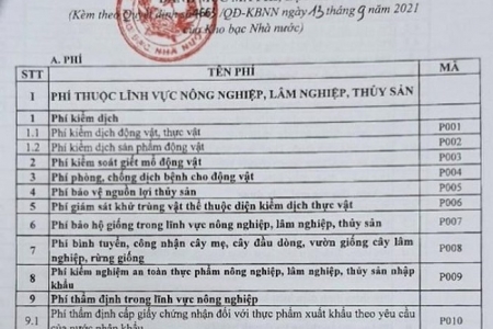 Kho bạc Nhà nước: Ban hành Danh mục mã phí, lệ phí