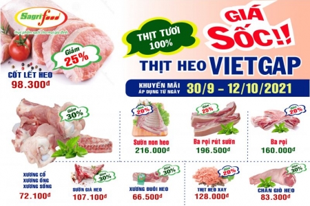 Sagrifood chung tay vì cộng đồng, giảm giá sốc thịt heo VietGAP