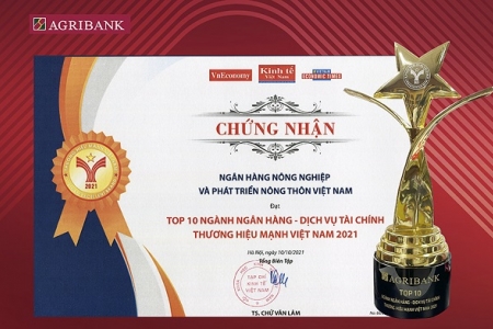 Agribank - Top 10 Thương hiệu mạnh Việt Nam lĩnh vực tài chính, ngân hàng 2021