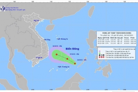 Tiếp tục xuất hiện vùng áp thấp trên Biển Đông