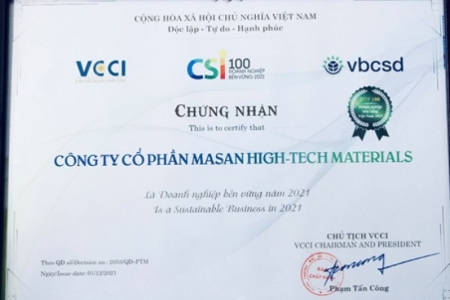 Masan High-Tech Materials năm thứ 4 liên tiếp nhận danh hiệu “Doanh nghiệp phát triển bền vững Việt Nam”