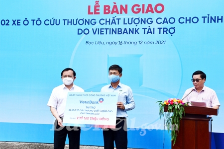 Bạc Liêu tiếp nhận xe ô tô cứu thương chất lượng cao do Viettinbank hỗ trợ