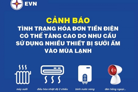 Hóa đơn tiền điện có thể tăng cao do sử dụng nhiều thiết bị sưởi ấm