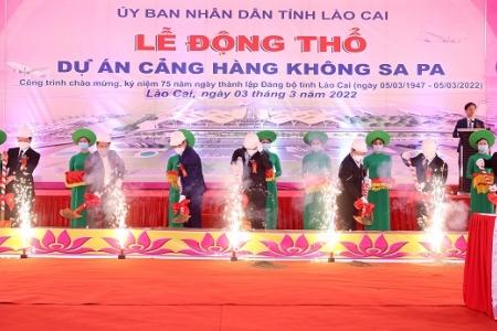Động thổ dự án Cảng hàng không Sa Pa chào mừng 75 năm Ngày thành lập Đảng bộ tỉnh Lào Cai