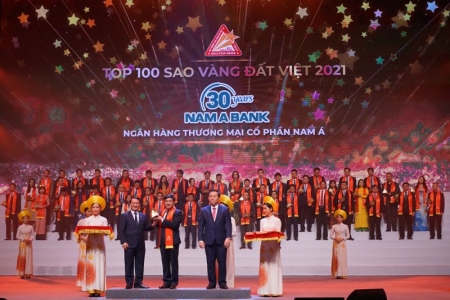 Nam A Bank nhận giải thưởng Sao Vàng đất Việt 2021