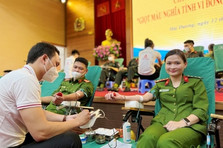 Hàng trăm chiến sĩ Công an tỉnh Hải Dương tham gia hiến máu tình nguyện