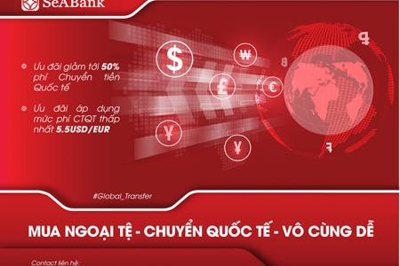 SeABank áp dụng mức phí “kịch sàn” và ưu đãi lên tới 50% cho các giao dịch chuyển tiền quốc tế