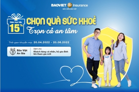 Ưu đãi 15% phí bảo hiểm sức khỏe Bảo Việt An Gia