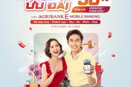 Giảm ngay 50% khi sử dụng các tiện ích trên ứng dụng Agribank E-Mobile Banking