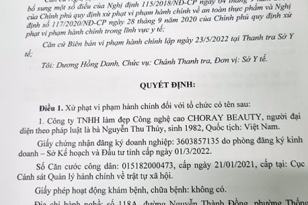 Hoạt động không phép, cơ sở thẩm mỹ bị xử phạt 90 triệu đồng