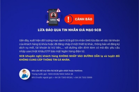 SCB cảnh báo lừa đảo qua tin nhắn giả mạo