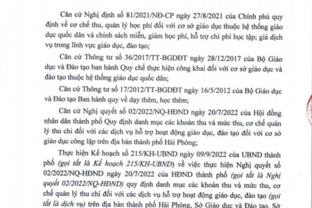 Hải Phòng ban hành hướng dẫn Liên Sở thực hiện thu, chi các dịch vụ hỗ trợ hoạt động giáo dục khối công lập năm học 2022-2023